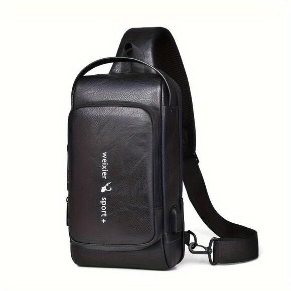 NEW Weixier Multi-Function Sports Crossbody Bag w/USB Charging Port Black - Picture 1 of 14